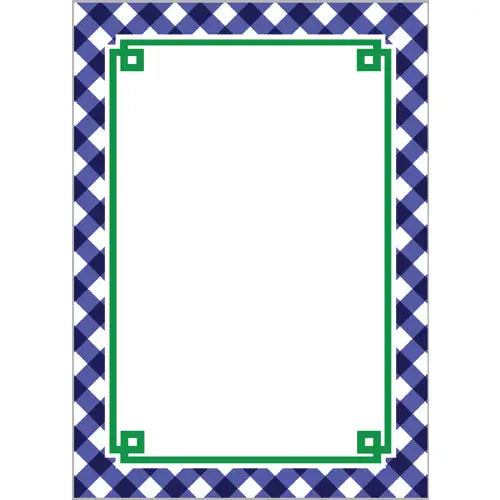 Navy Gingham Fretwork Notepad