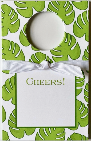 Green Monstera Leaf Wine Tag Set