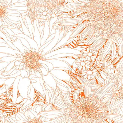 Flower Garden Orange Notecard Set