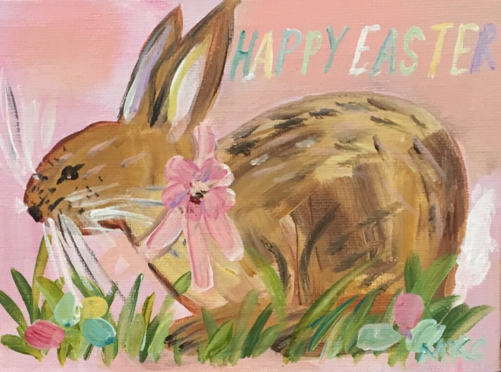 Pink Easter Bunny Greeting Card