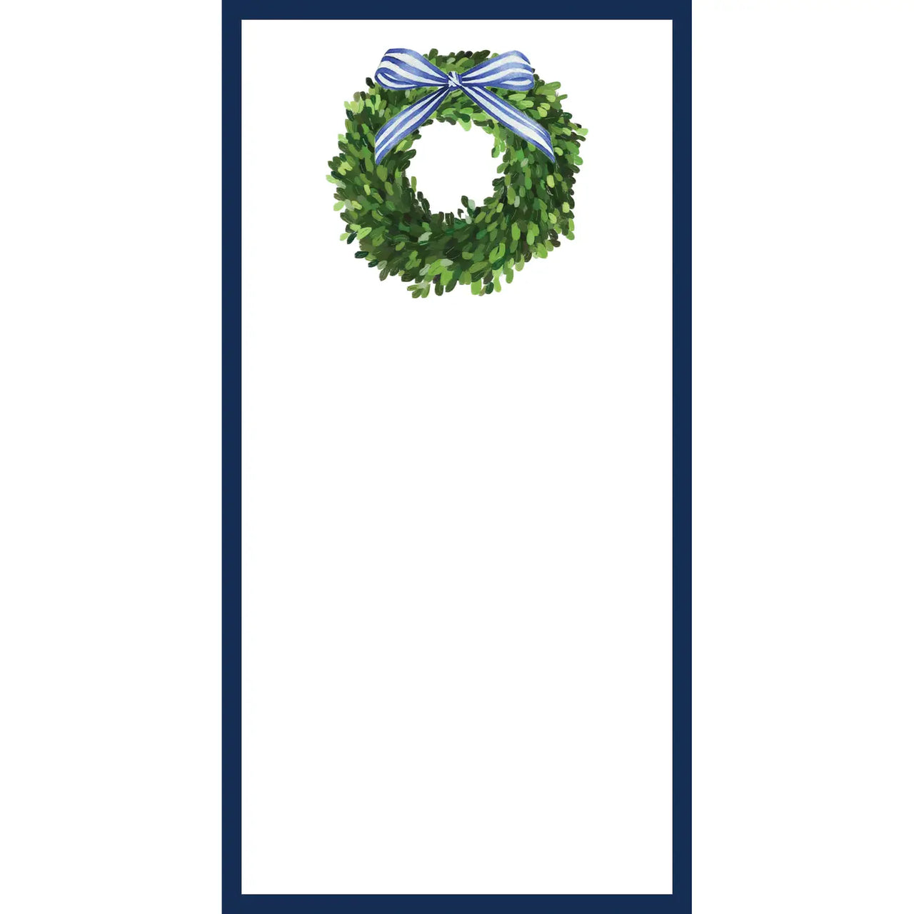 Christmas Boxwood Wreath with Blue Striped Bow Notepad