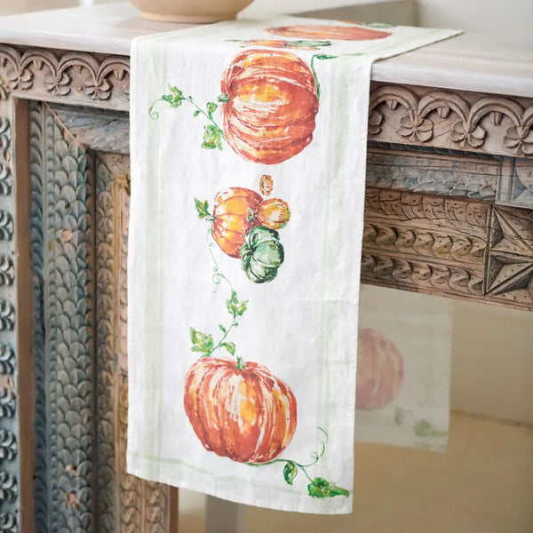 Pumpkin Linen Table Runner