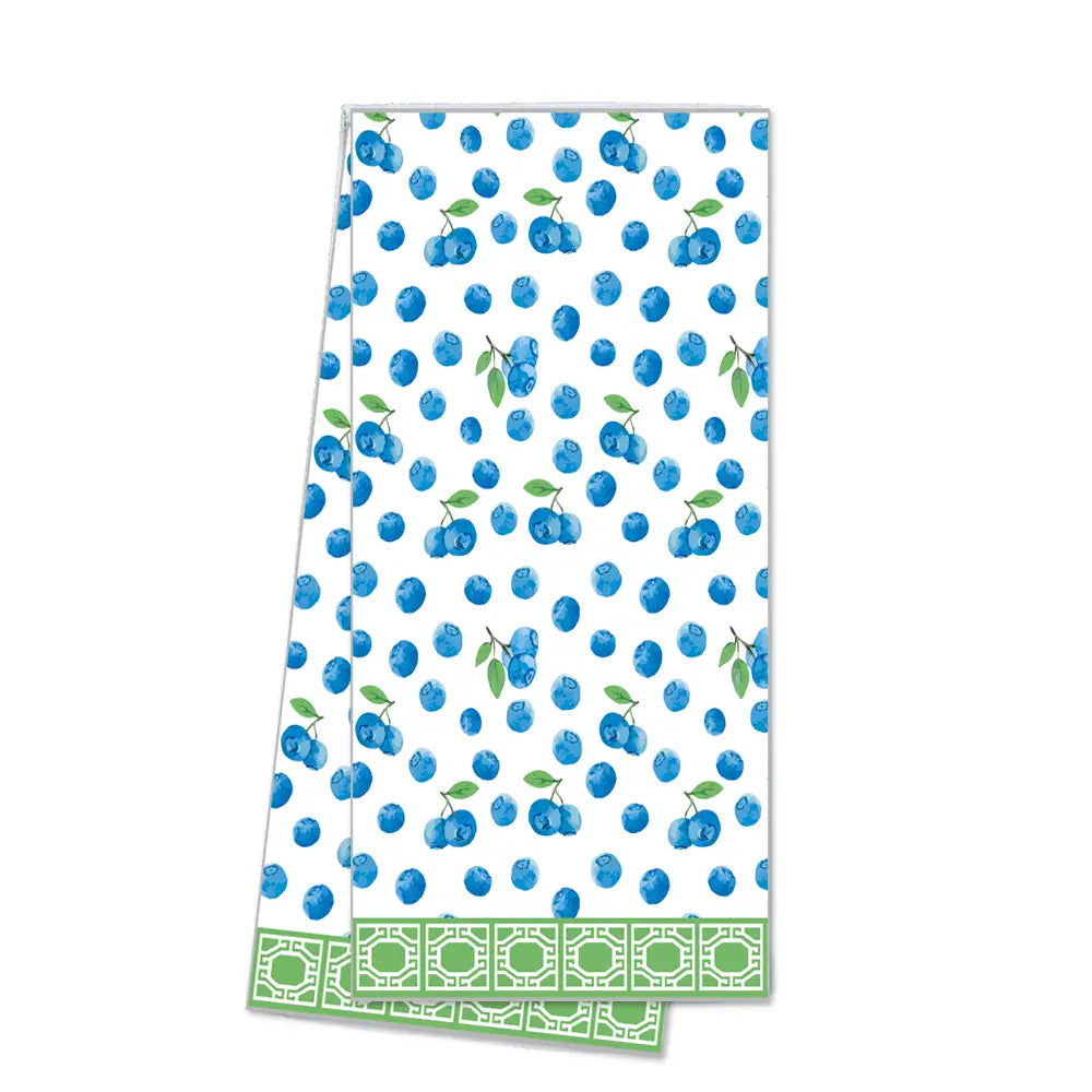 Blueberries With Green Trim Tea Towel