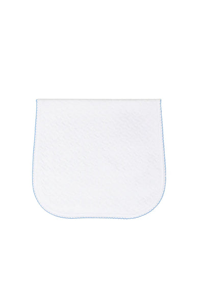White Basket Weave Burp Cloth Trimmed In Blue