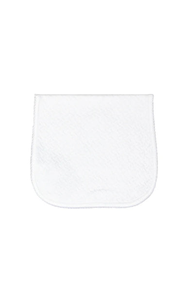 White Basket Weave Burp Cloth Trimmed In White