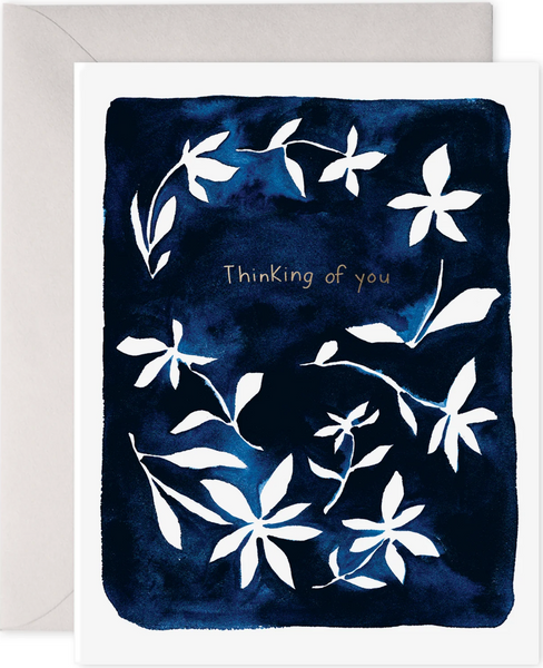 Indigo Flowers Thinking of You Greeting Card