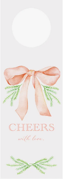 Pine Garland Bow Wine Tags Set