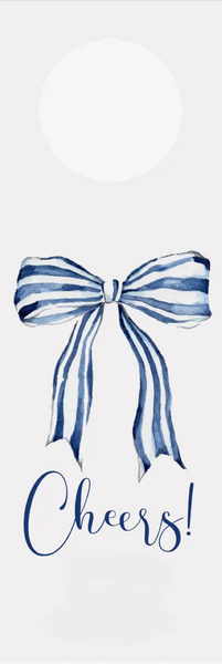 Navy Striped Bow Wine Tags