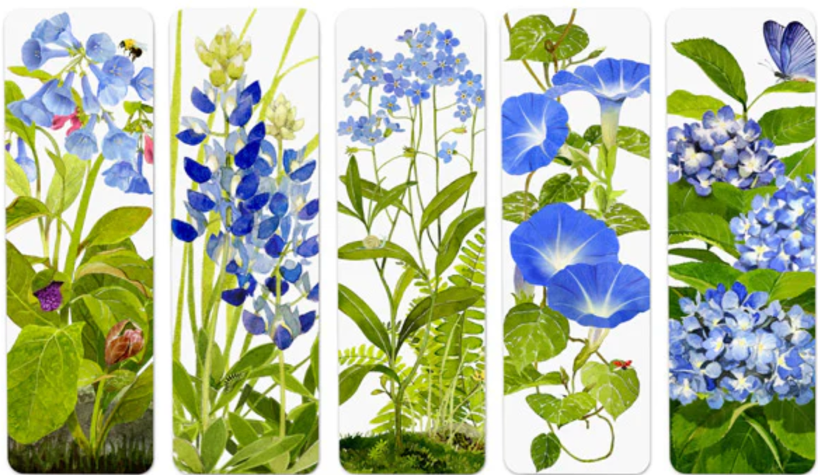 Blossoms In Blue Bookmark Set