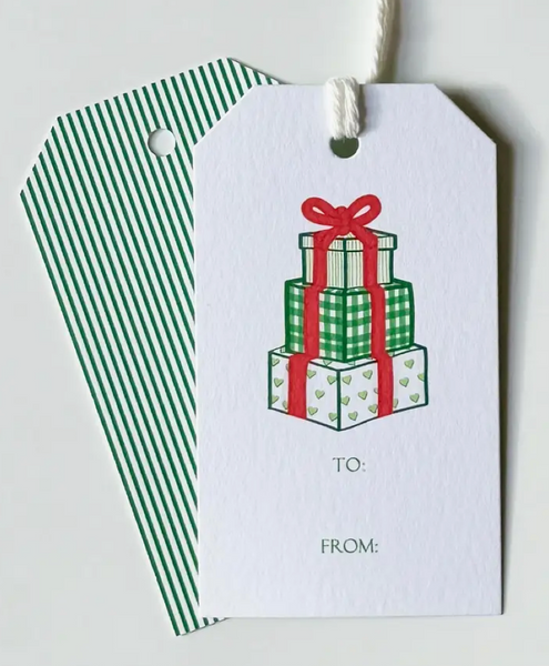 Wrapped Christmas Gift Stack Gift Tags