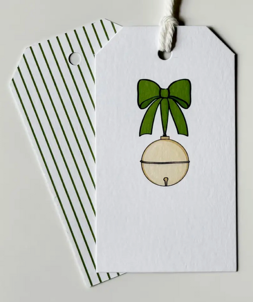 Jingle Bell with Green Bow Christmas Gift Tags