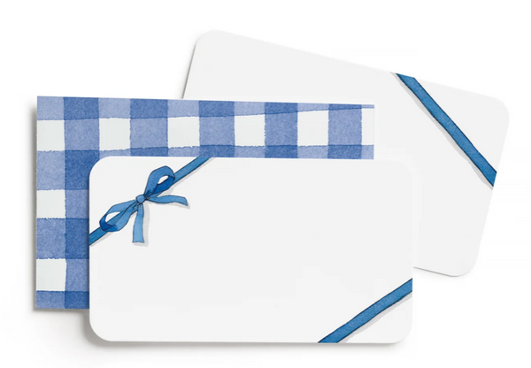 Blue Bow Little Notes with Blue Gingham Envelopes Duo Set