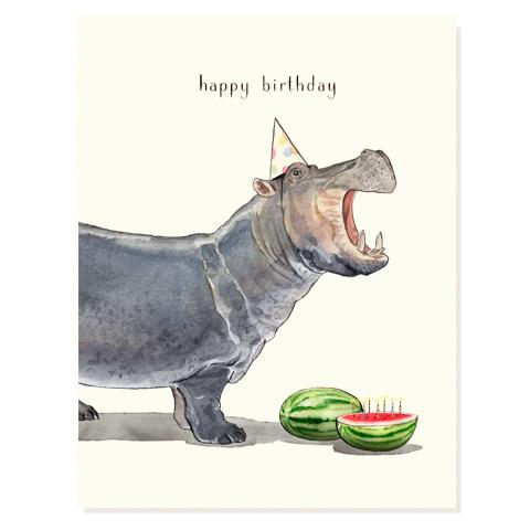 Happy Birthday Hippo Greeting Card