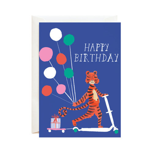 That Tiger Stole My Scooter Birthday Greeting Card