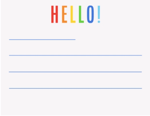 Hello Lined Notecards Box Set - Primary Colors