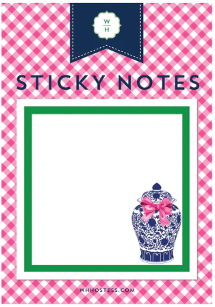Ginger Jar with Pink Bow Sticky Notes