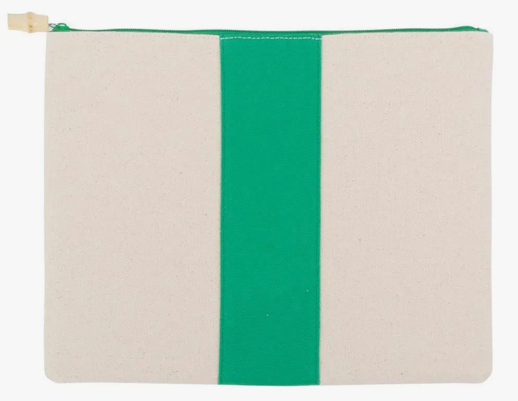Canvas Pouch With Green Stripe